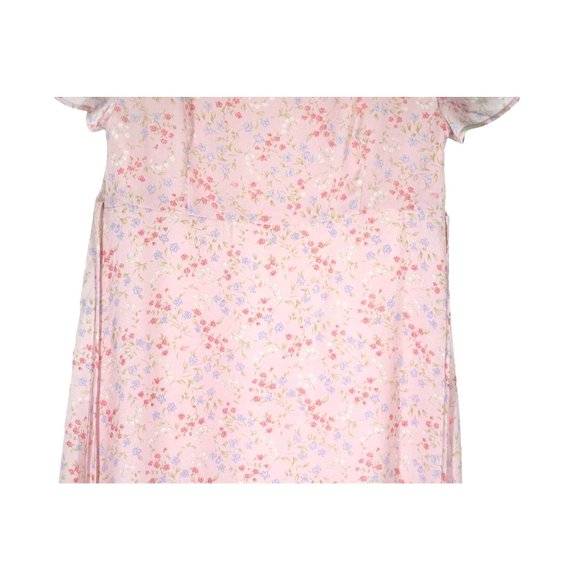 Motherhood Maternity Dress Size M Pink Floral Maxi Short Sleeve Empire Waist - Picture 6 of 11